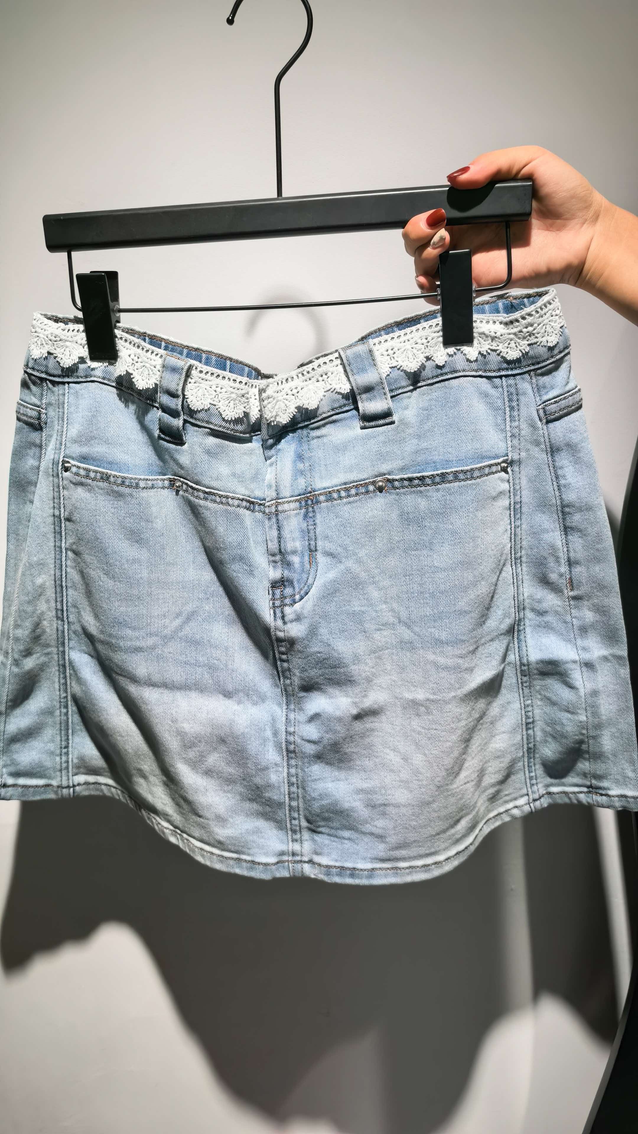 Large denim short skirt shorts